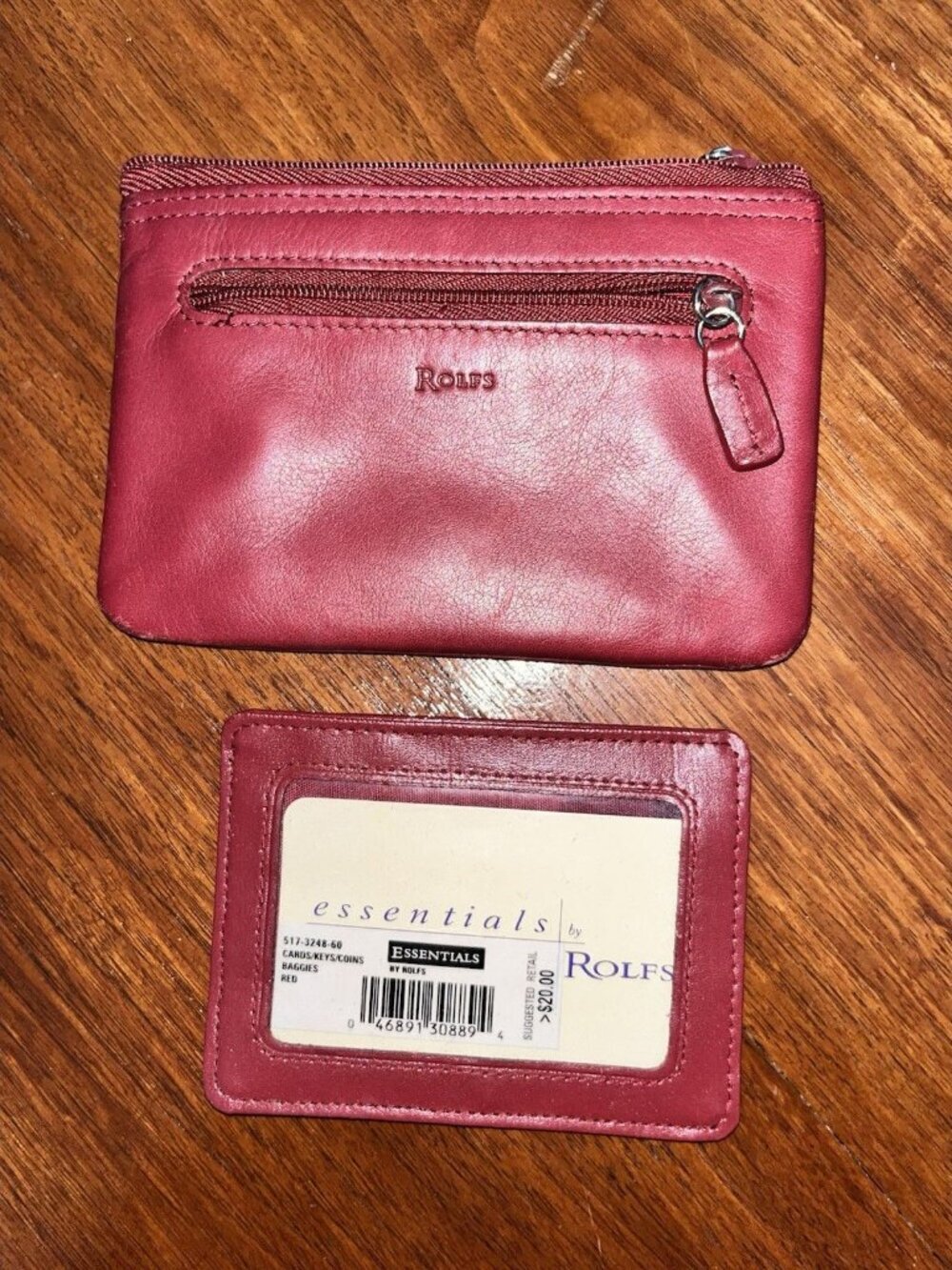 Rolfs Essential Mini Wallet Genuine Leather ID case & coin purse Red